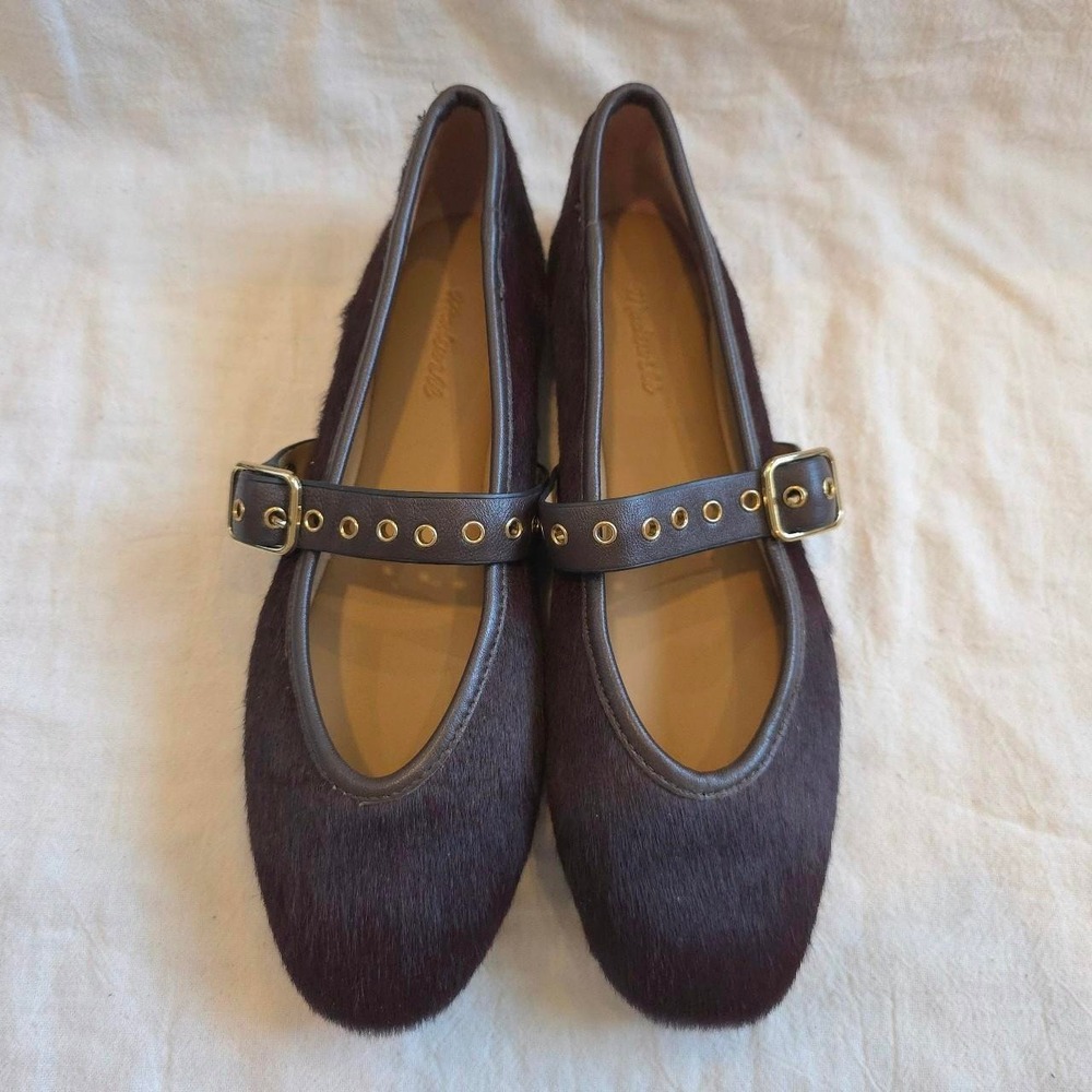 Madewell Black leather Mary Jane shoes with gold buckles - Size 6.5 (NX038)